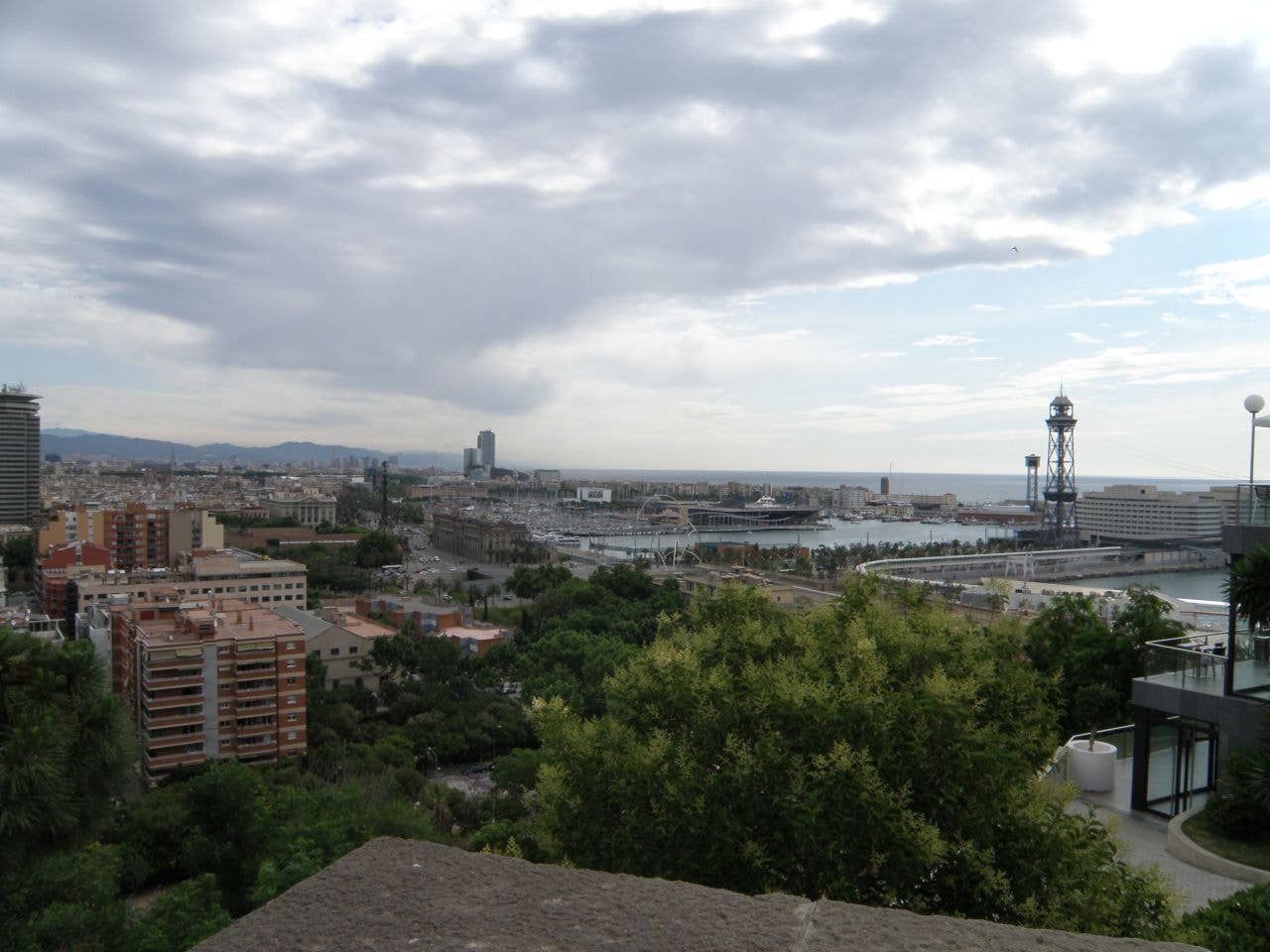 A picture of the view from Hotel Miramar of Barcelona's Seaport