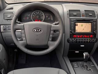 MSRP: $26,245 - $39,995 Invoice: $24,640 - $36,860 Fuel Economy: 21 mpg Hwy, 17 mpg City The Kia Borrego is available with rear-wheel or four-wheel drive systems, in either LX, EX, or Limited trims. Two drivetrain choices are available, the first, a 276-hp 3.8-liter V6 mated to five-speed automatic, or a 337-hp 4.6-liter V8 mated to an all new six-speed automatic transmission.Research the Kia BorregoKia Borrego OverviewKia Borrego PhotosFree Kia Borrego Price Quote