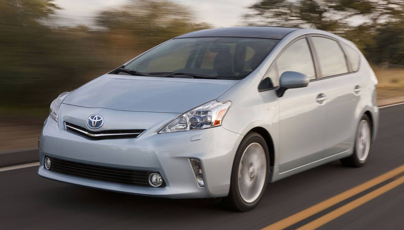 Sticker Price: $26,750 - $30,395 Invoice Price: $24,902 - $28,295 Fuel Economy: 44 mpg city, 40 mpg highway  TheToyota Prius v is one of those cars that can save you both time and money. With its large cargo area and roomy interior, you don't have to worry about taking multiple trips to get your shopping done. And with its stellar 44 mpg city, 40 mpg highway, you're not going to be paying to fill up very often either.  Research the Toyota Prius v Toyota Prius v Photos & Information Toyota Prius v Best Deals Toyota Prius v Local Dealer Price Quote