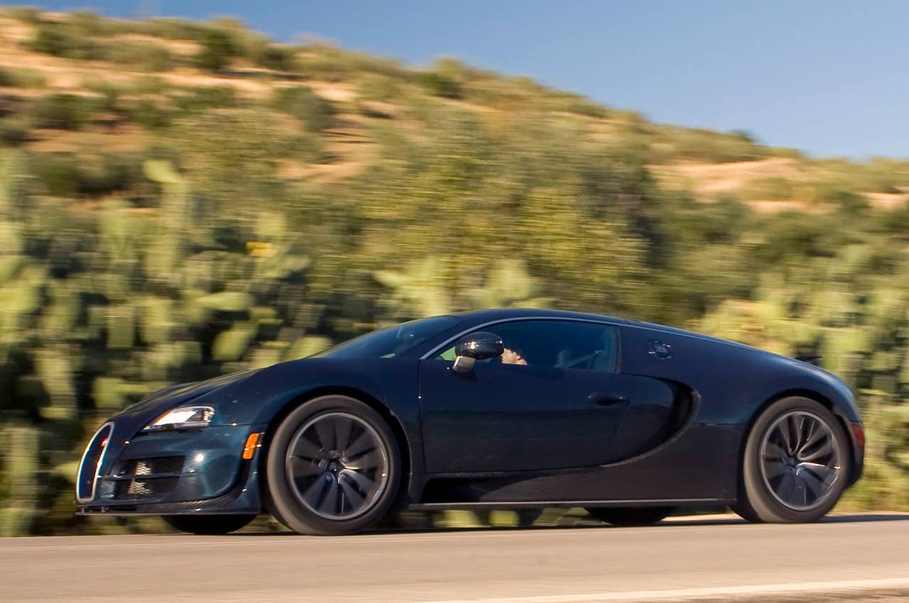 2011 Bugatti Veyron Super Sport front 3/4 driving view