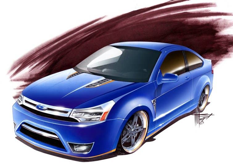 Street Scene Equipment brings a sleek, aggressive style to the 2008 Ford Focus with this easy-to-install body kit. The front chin spoiler, speed grille, side skirts and rear valance are made from high-impact urethane. The DuPont Hot Hues blue Focus rests on a Vogtland suspension and 18-inch Yokohama tires mounted on R1 Spider 18-inch wheels. The 2.0-liter four features an F2 cold-air intake and Ford Racing exhaust. The interior features a seat inserts by 714 Motor Sports, a Ford Racing tach and Polk Audio system.