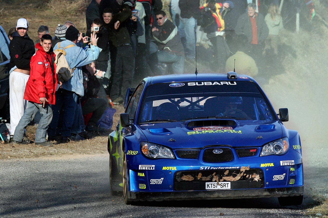 Australian driver Chris Atkinson steers his Subaru Impreza WRC 2006 during the fourteen's stage of the Monte-Carlo Rally's 76th edition, between Lamasres and Alboussi?re, 26 January 2008 in Gilhoc, southeastern France.