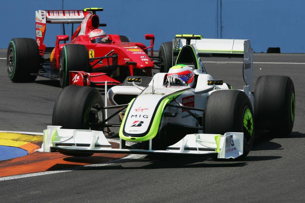 F1 Grand Prix of Europe - Race VALENCIA, SPAIN - AUGUST 23: Rubens Barrichello of Brazil and Brawn GP drives during the European Formula One Grand Prix at the Valencia Street Circuit on August 23, 2009, in Valencia, Spain. (Photo by Getty Images)