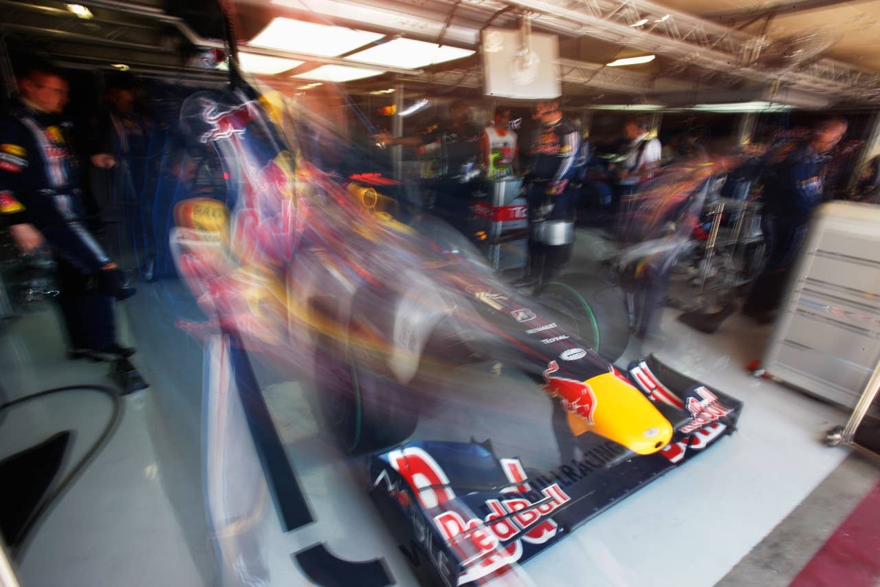 F1 Grand Prix of Europe - Qualifying VALENCIA, SPAIN - AUGUST 22: Mark Webber of Australia and Red Bull Racing exits his team garage during qualifying for the European Formula One Grand Prix at the Valencia Street Circuit on August 22, 2009, in Valencia, Spain. (Photo by Mark Thompson/Getty Images)