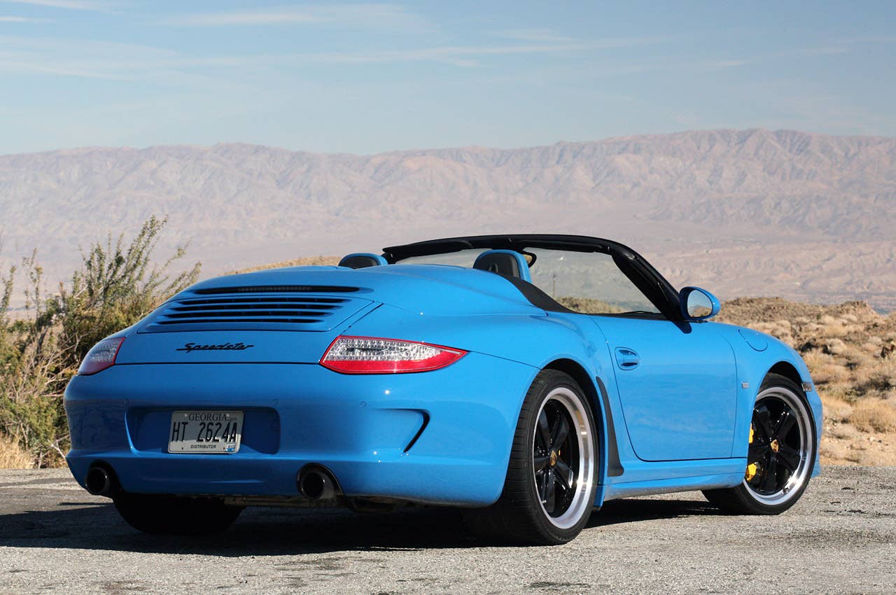 2011 Porsche 911 Speedster rear 3/4 view
