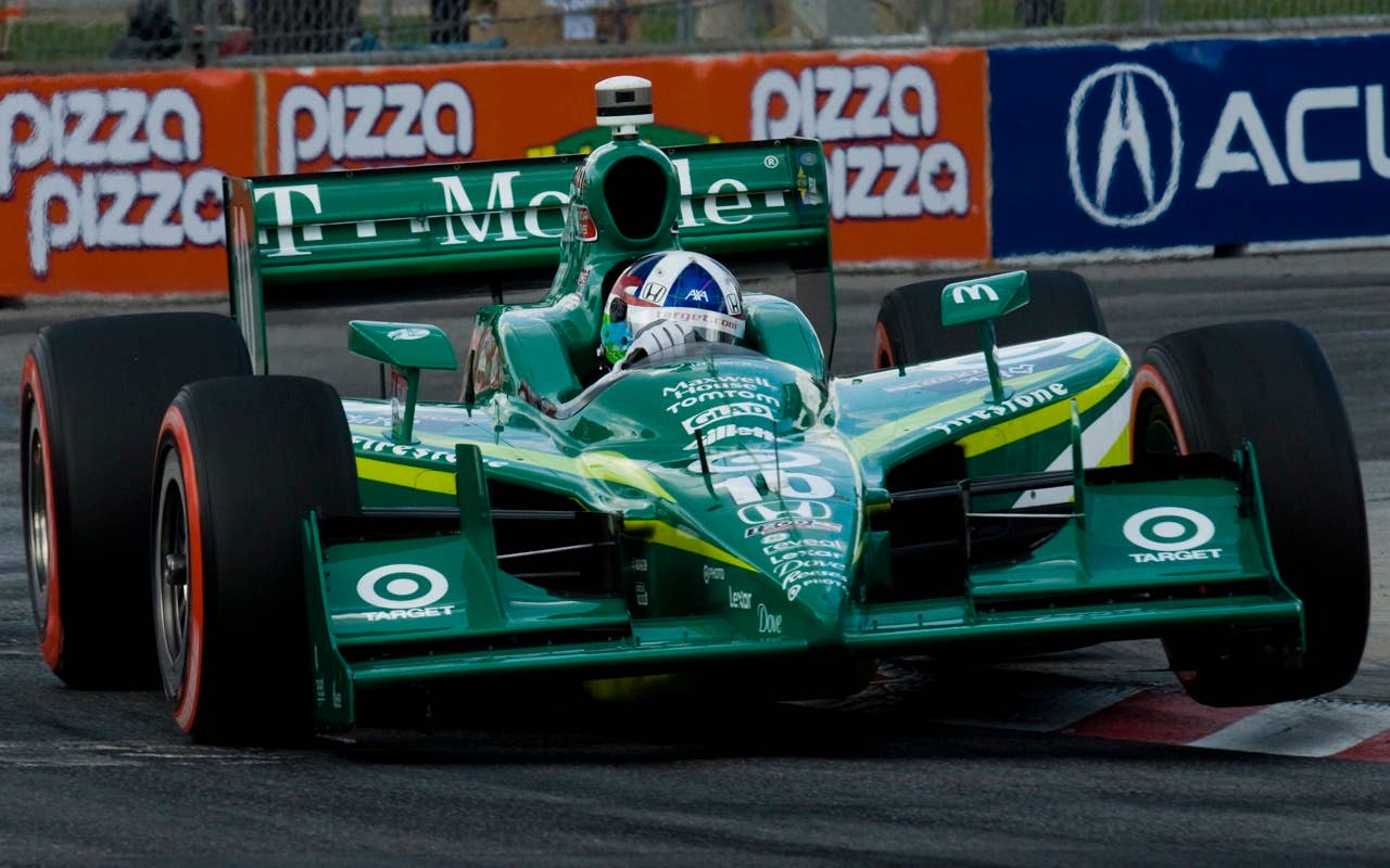 Dario Franchitti of Scotland drives during qualification for the Toronto INDY in Toronto on Saturday, July 17, 2010.