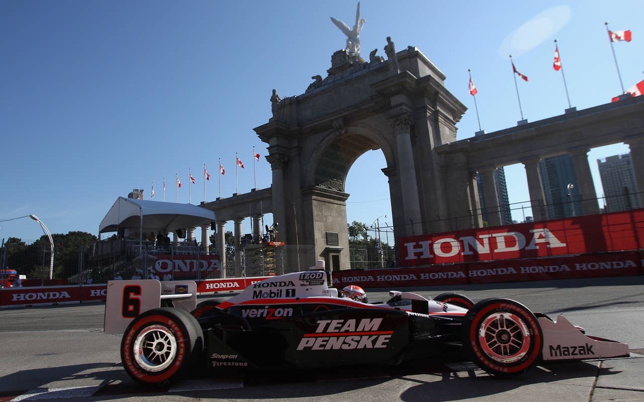 TORONTO, ON - JULY 18:  Ryan Briscoe of Australia, driver of the #6 Team Penske Dallara Honda, during warm up prior to the IZOD IndyCar Series Honda Indy Toronto on July 18, 2010 in the streets of Toronto, Canada.