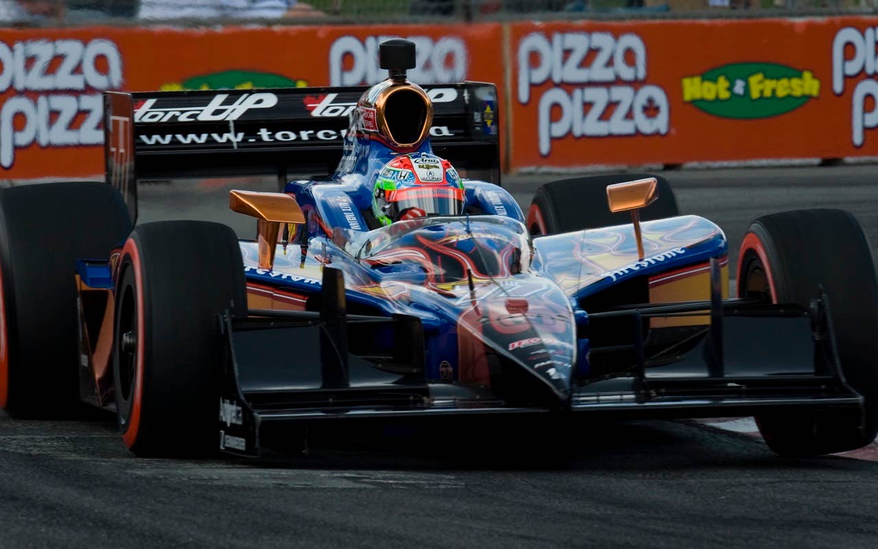 Alex Tagliani of Canada drives during qualification for the Toronto INDY in Toronto on Saturday, July 17, 2010.