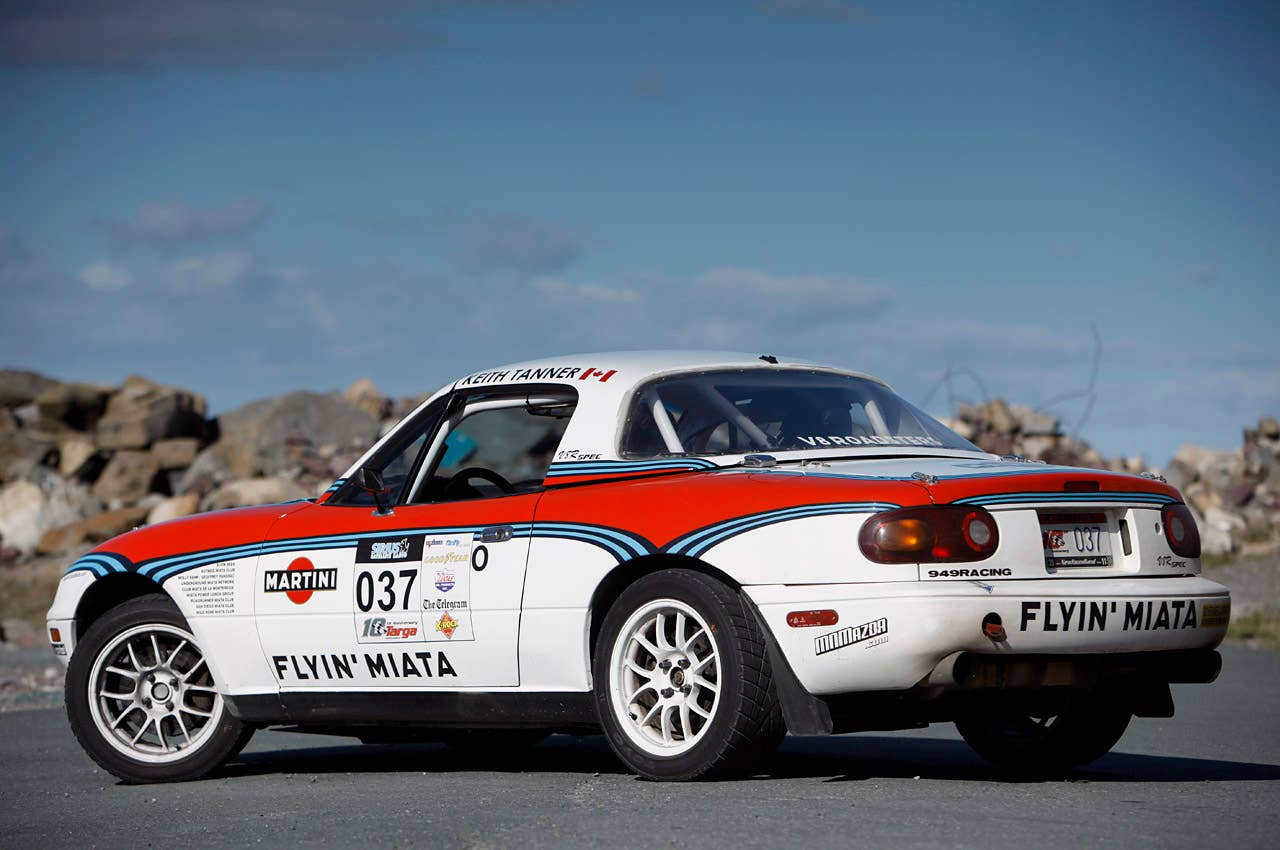 Flyin' Miata V8 Targa MX-5 Miata rear 3/4 view