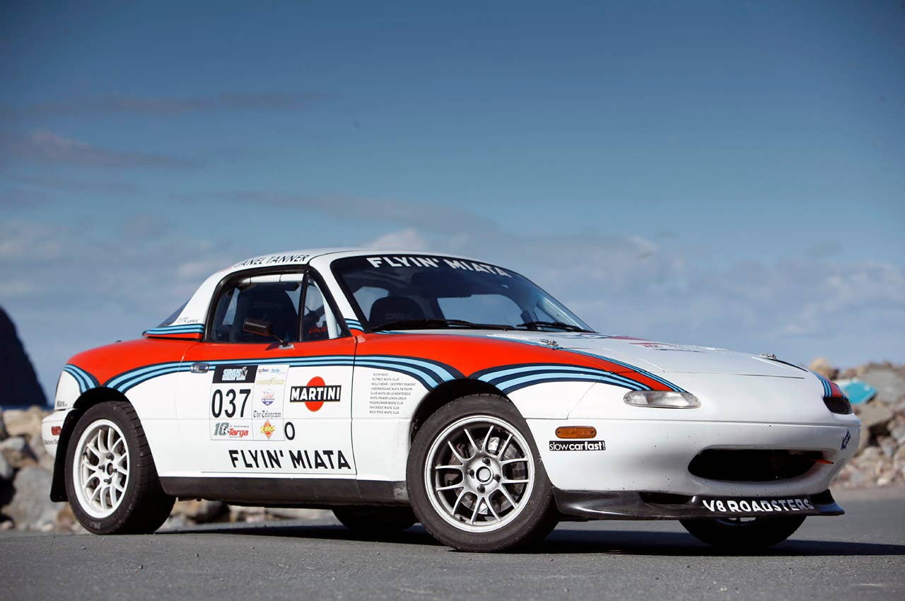 Flyin' Miata V8 Targa MX-5 Miata front 3/4 view