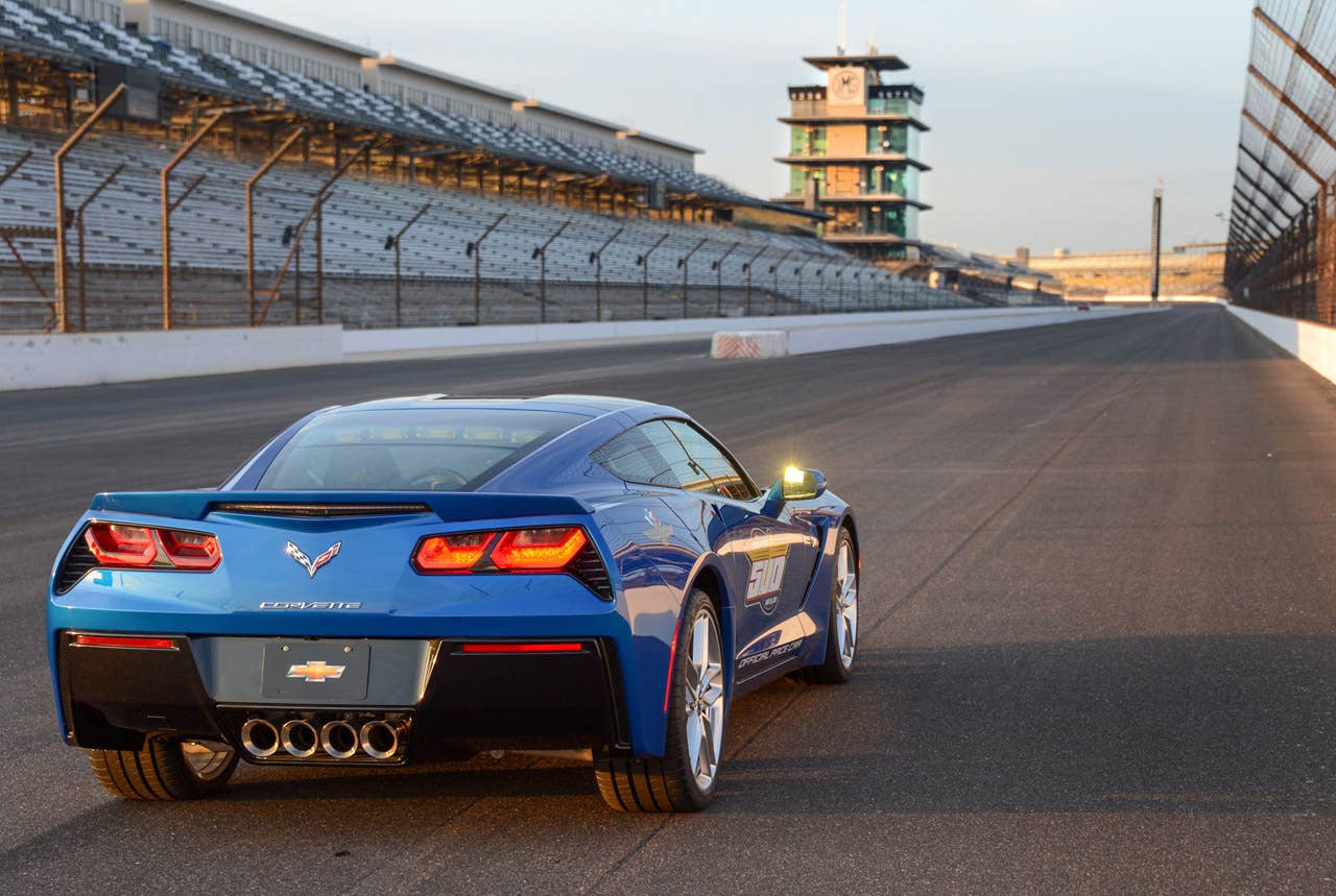 Chevrolet announces Thursday, May 2, 2013, the all-new, seventh-generation 2014 Corvette Stingray will serve as the Indianapolis 500 Pace Car, leading the field for the 97th running of "The Greatest Spectacle in Racing," on Sunday, May 26, at Indianapolis Motor Speedway. It marks a record 12th time the Corvette has served as the Pace Car. The 2014 Corvette Stingray coupe goes on sale this fall, with a convertible model coming a few months later. (Photo by Bret Kelley for Chevrolet)