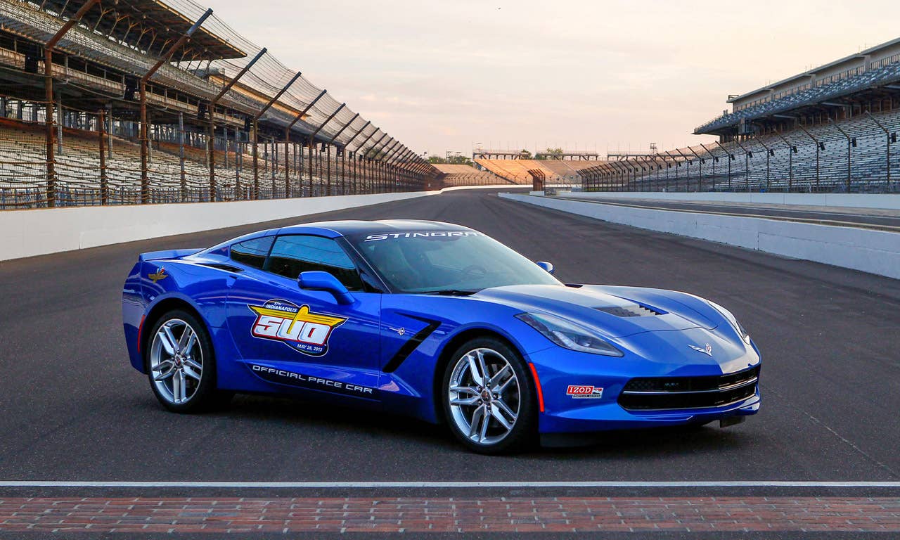Chevrolet announces Thursday, May 2, 2013, the all-new, seventh-generation 2014 Corvette Stingray will serve as the Indianapolis 500 Pace Car, leading the field for the 97th running of "The Greatest Spectacle in Racing," on Sunday, May 26, at Indianapolis Motor Speedway. It marks a record 12th time the Corvette has served as the Pace Car. The 2014 Corvette Stingray coupe goes on sale this fall, with a convertible model coming a few months later. (Photo by Bret Kelley for Chevrolet)