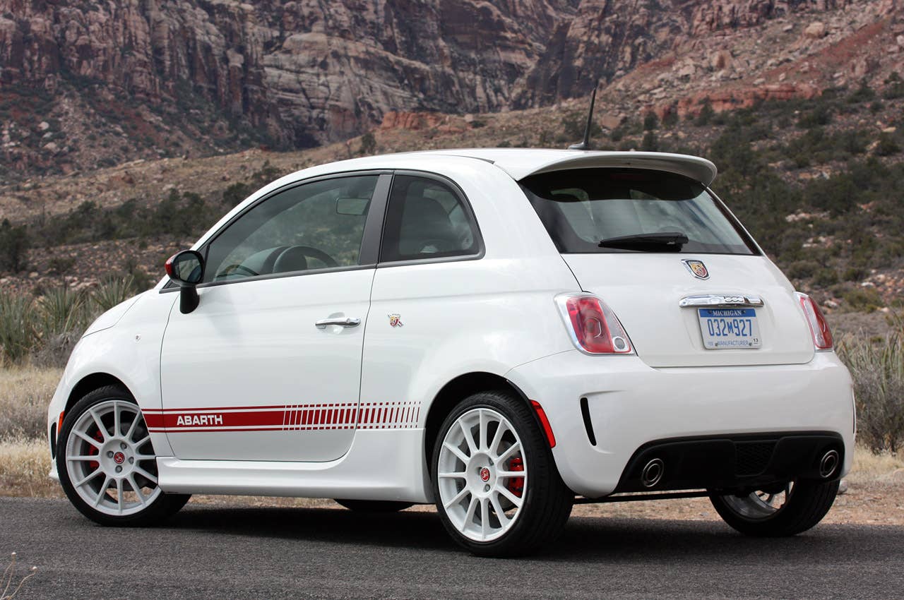 2012 Fiat 500 Abarth rear 3/4 view