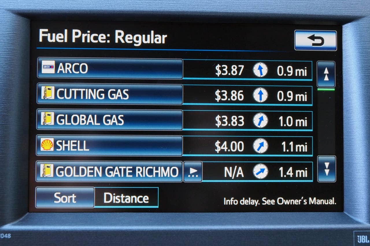 2012 Toyota Prius Plug-In fuel price locator