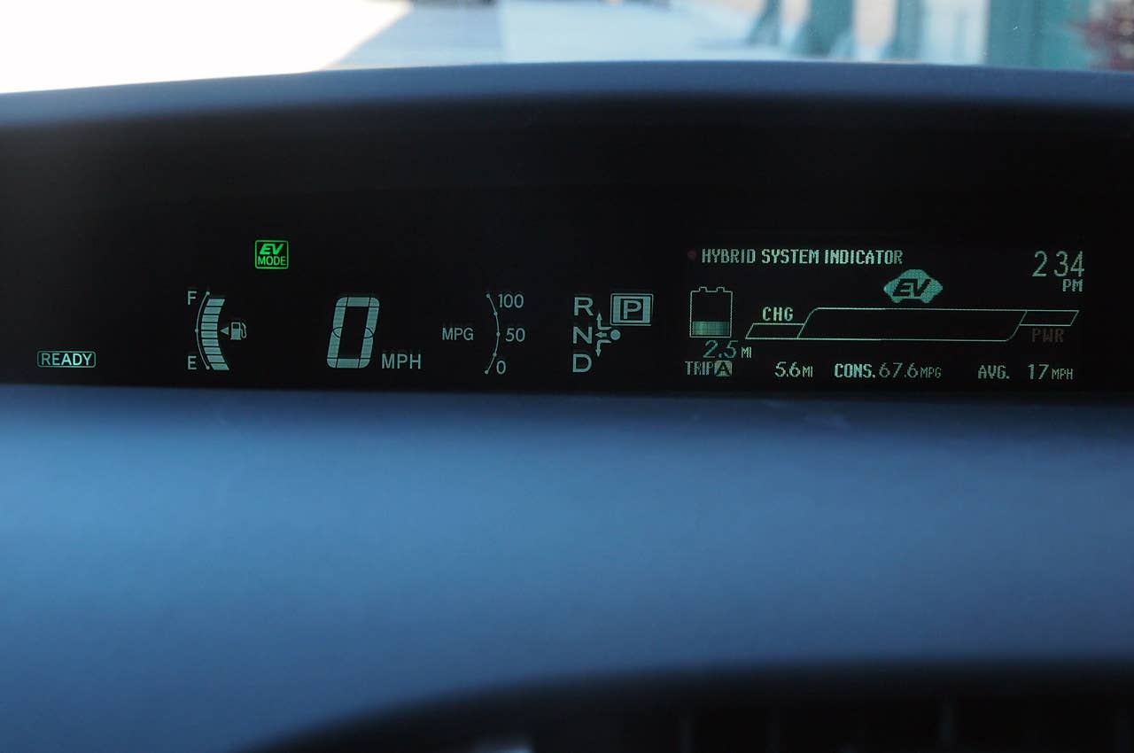 2012 Toyota Prius Plug-In hybrid system indicator display