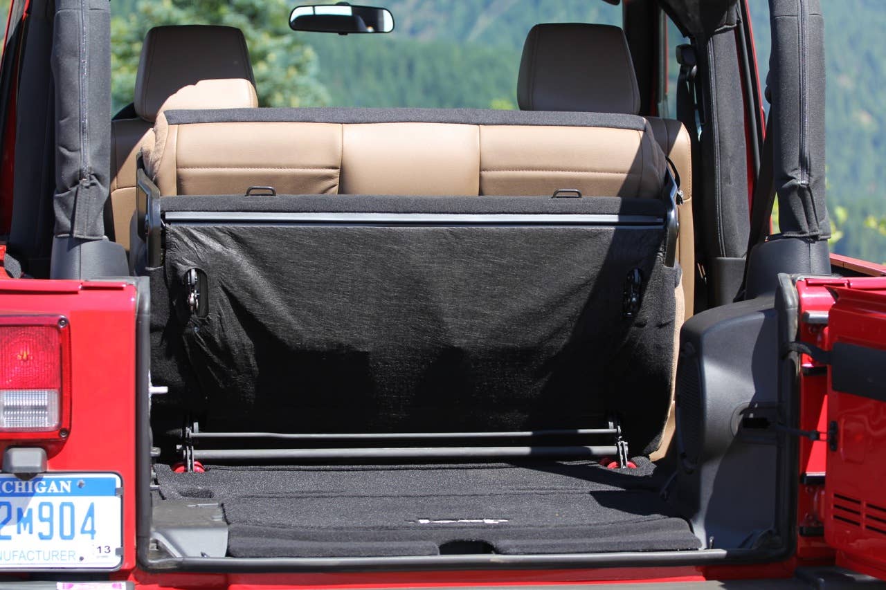 2012 Jeep Wrangler rear cargo area with seats up
