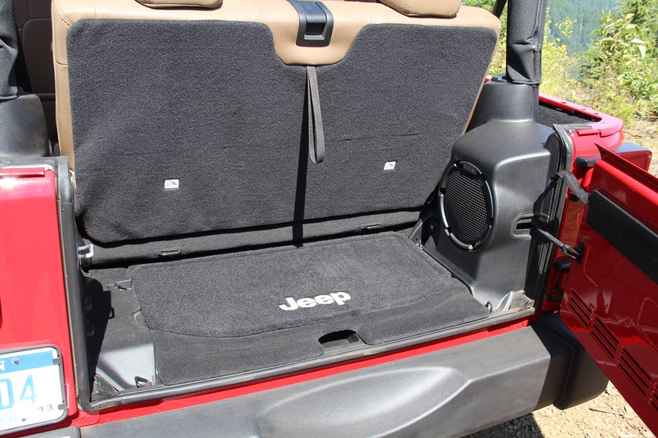 2012 Jeep Wrangler rear cargo area with seats up