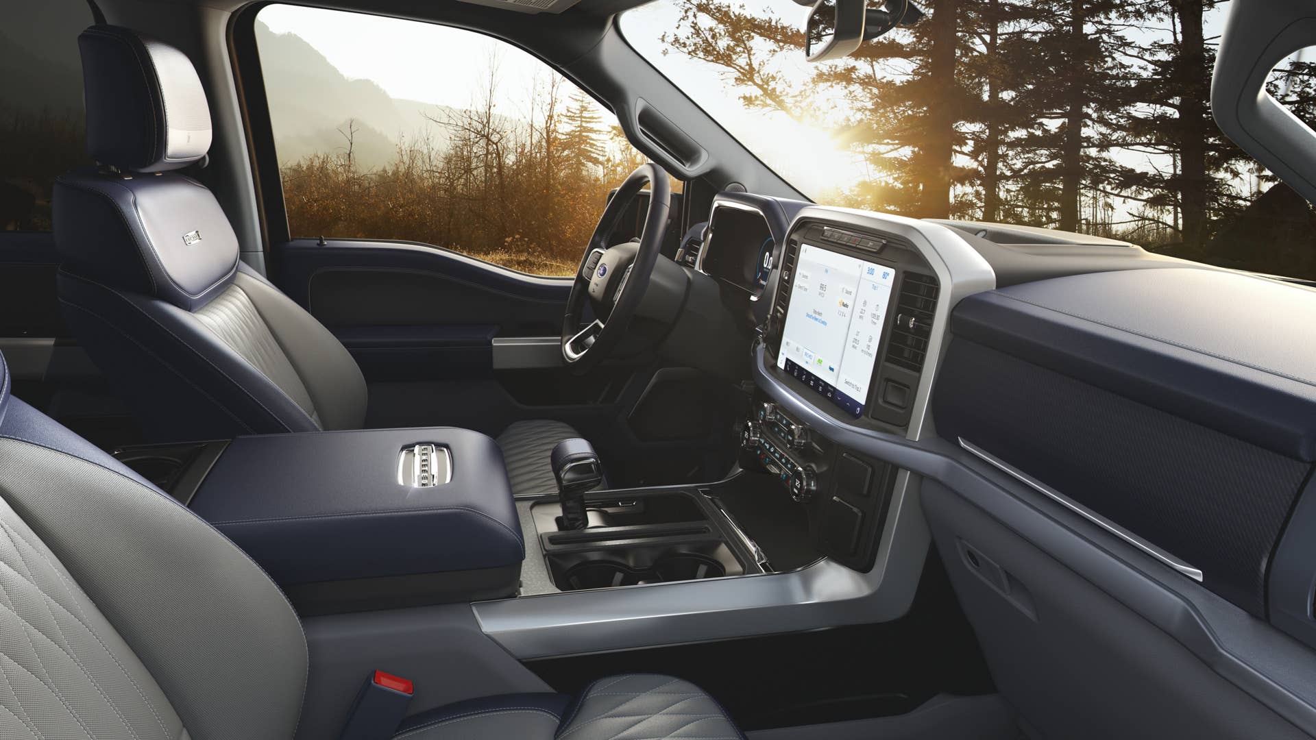 The cabin is completely redesigned with more comfort, technology and functionality for truck customers along with more premium materials, more color choices and more storage. Shown here is the interior of the all-new F-150 Limited.