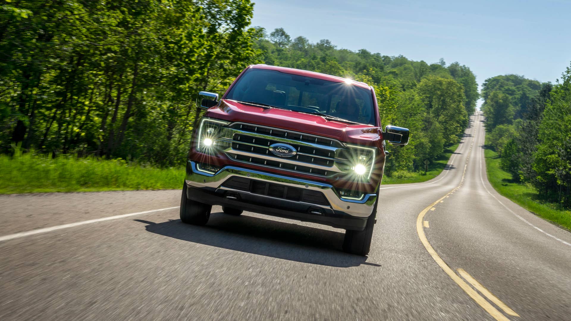 All-new F-150 Lariat in Rapid Red Metallic Tinted Clearcoat.