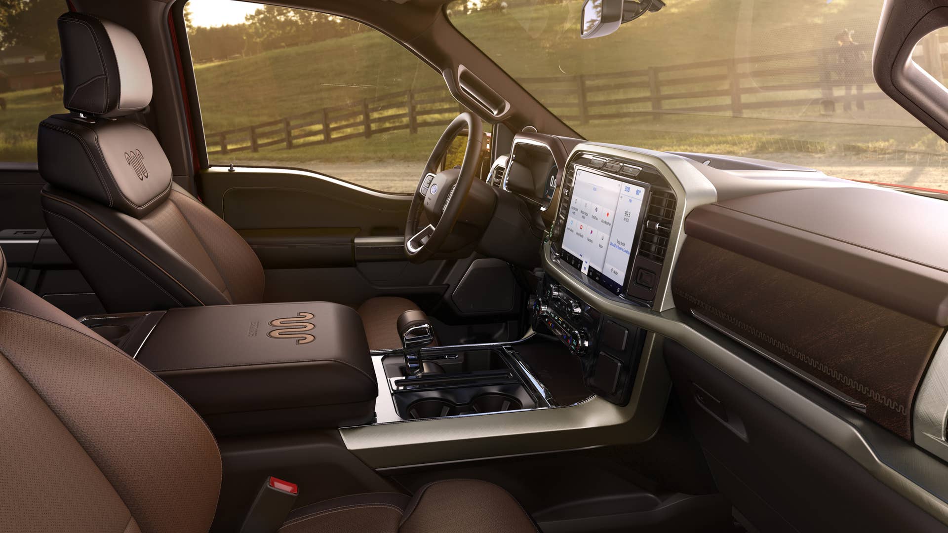 The cabin is completely redesigned with more comfort, technology and functionality for truck customers along with more premium materials, more color choices and more storage. Shown here is the interior of the all-new F-150 Limited. Shown here is the interior of the all-new F-150 King Ranch.