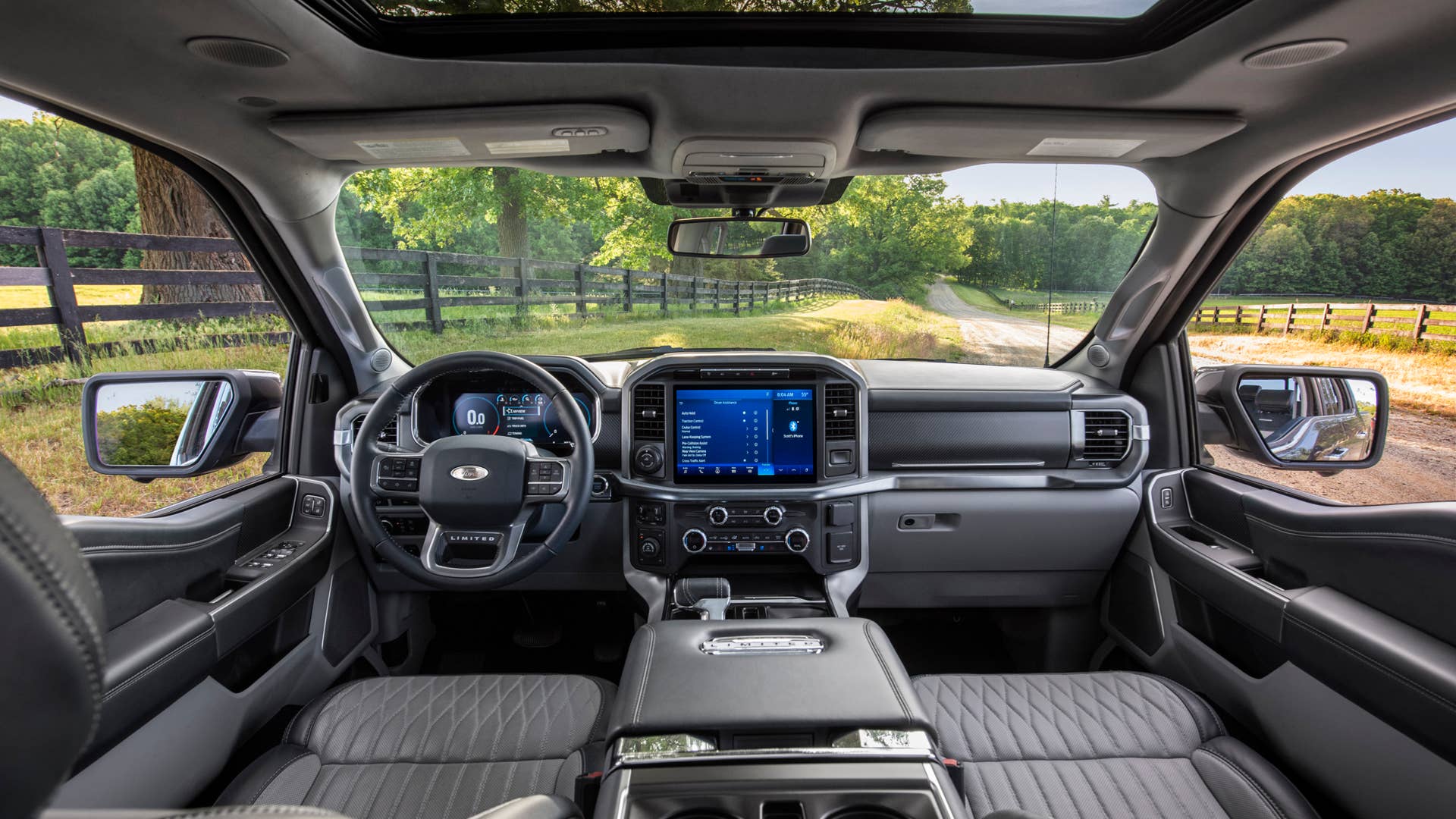 The cabin is completely redesigned with more comfort, technology and functionality for truck customers along with more premium materials, more color choices and more storage. Shown here is the interior of the all-new F-150 Limited.