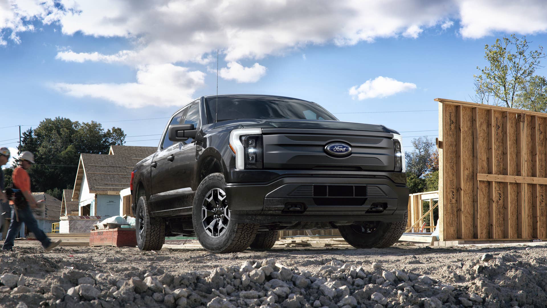2022 Ford F-150 Lightning Pro. Pre-production model with available features shown. Available starting spring 2022.