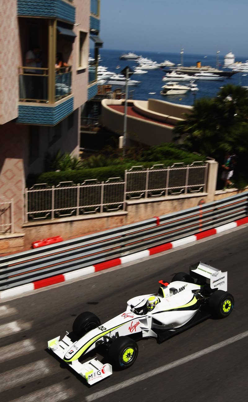 MONTE CARLO, MONACO - MAY 24: Jenson Button of Great Britain and Brawn GP drives during the Monaco Formula One Grand Prix at the Monte Carlo Circuit on May 24, 2009 in Monte Carlo, Monaco. (Photo by Clive Mason/Getty Images)