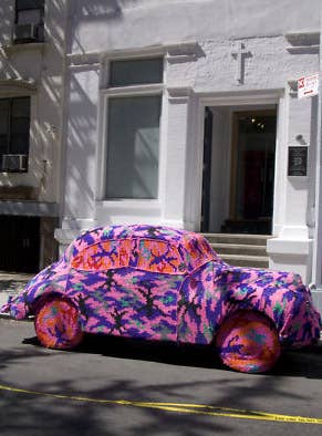 Olek's crocheted Morris Minor side