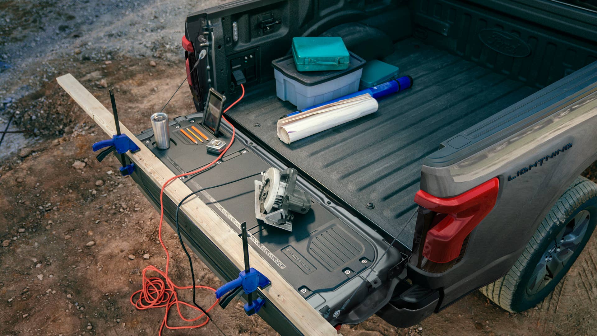 2022 Ford F-150 Lightning Pro. Pre-production model with available features shown. Available starting spring 2022. See owner's manual for important operating instructions.