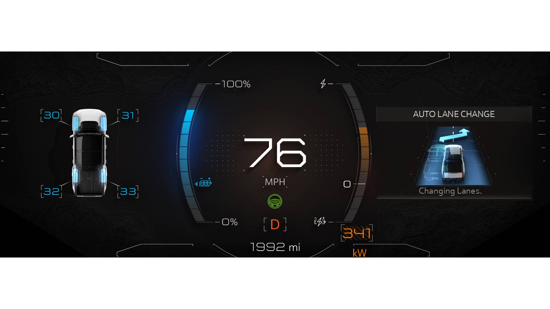 GMC HUMMER EVs graphic HMI displays make features and selections easy to find and intuitive to navigate at a glance.