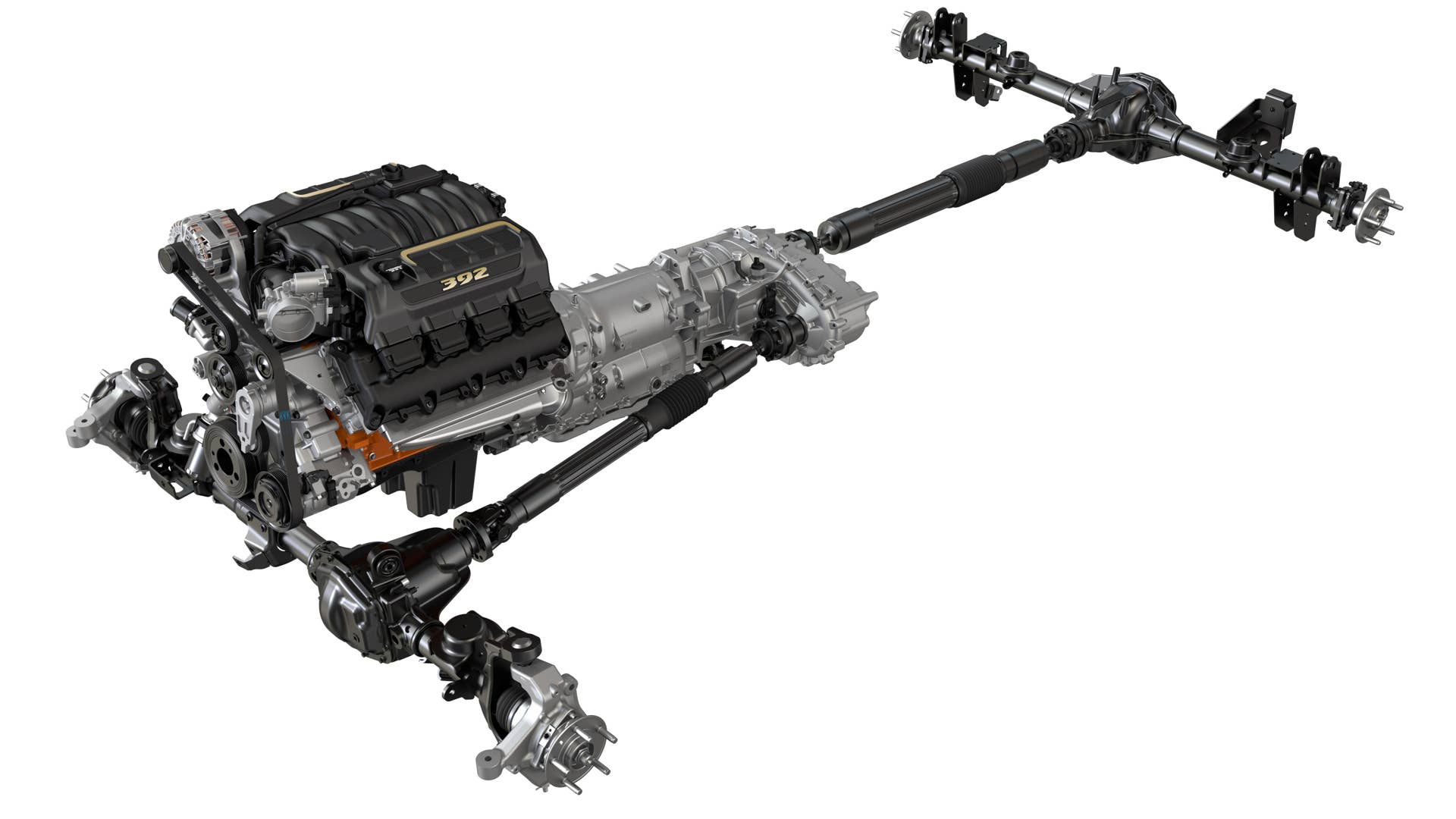 2021 Jeep Wrangler Rubicon 392 isolated driveline