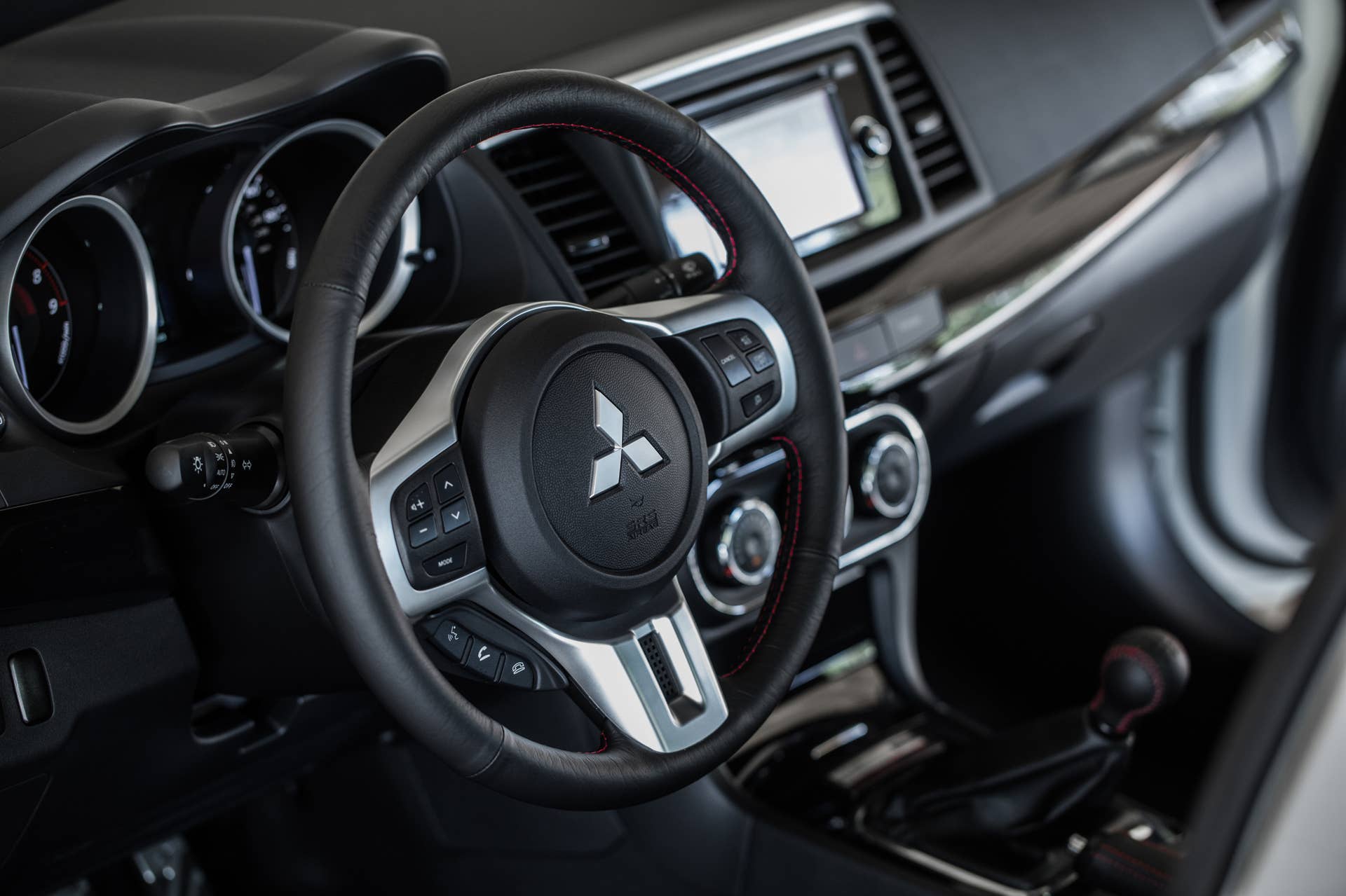 The 2015 Mitsubishi Lancer Evolution Final Edition, instrument panel.
