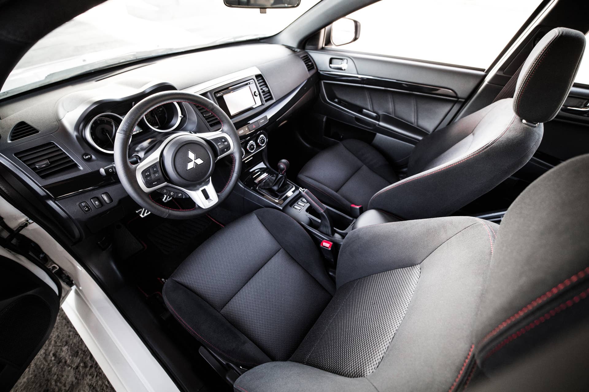 The 2015 Mitsubishi Lancer Evolution Final Edition, interior.