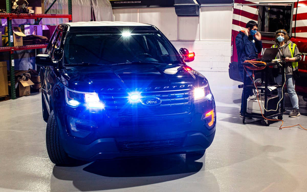 Ford is piloting a new heated sanitization software solution that can help neutralize the COVID-19 virus inside its Police Interceptor Utility vehicles, which helps decrease the potential spread of the virus