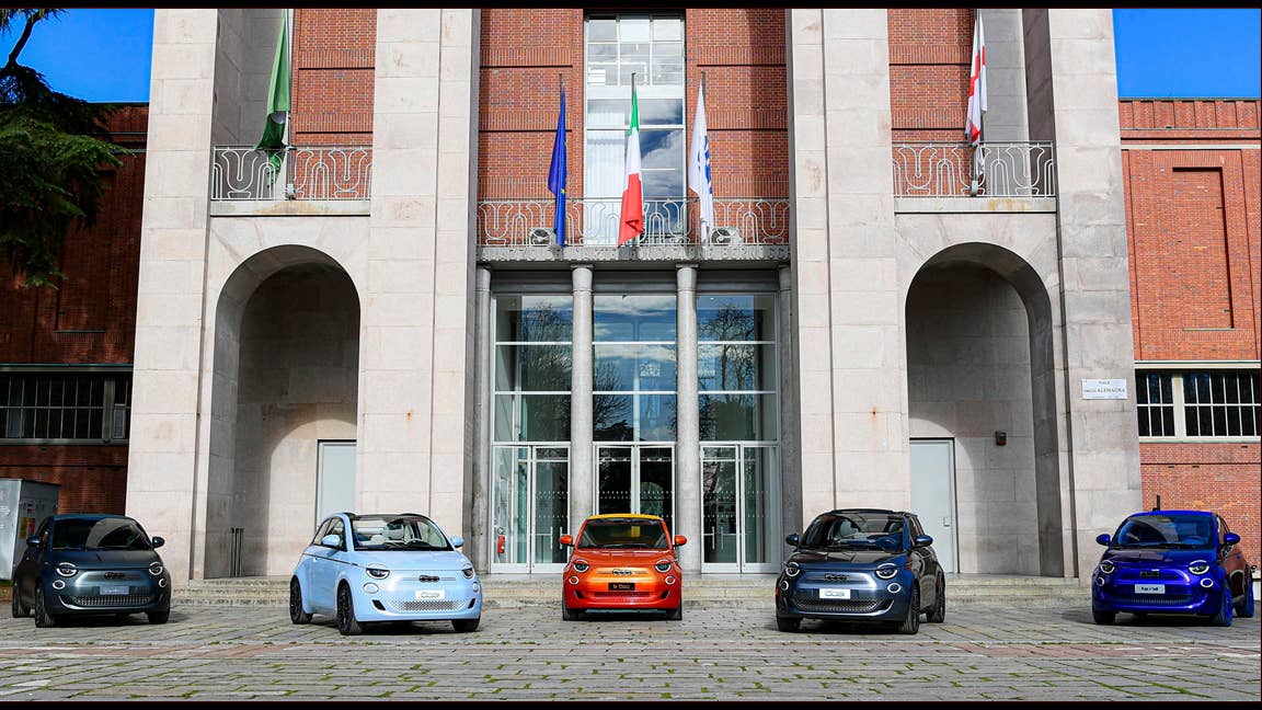 Foto Gian Mattia D'Alberto - LaPresse 04-03-2020 Milano Italia Cronaca Presentazione mondiale della Fiat 500 elettrica nella foto: le 500 esposte alla Triennale Ph Gian Mattia D'Alberto - LaPresse 2020-03-04 Milan Italy Cronaca Fiat 500 electric world premiere in the photo:  the new Fiat 500 electric