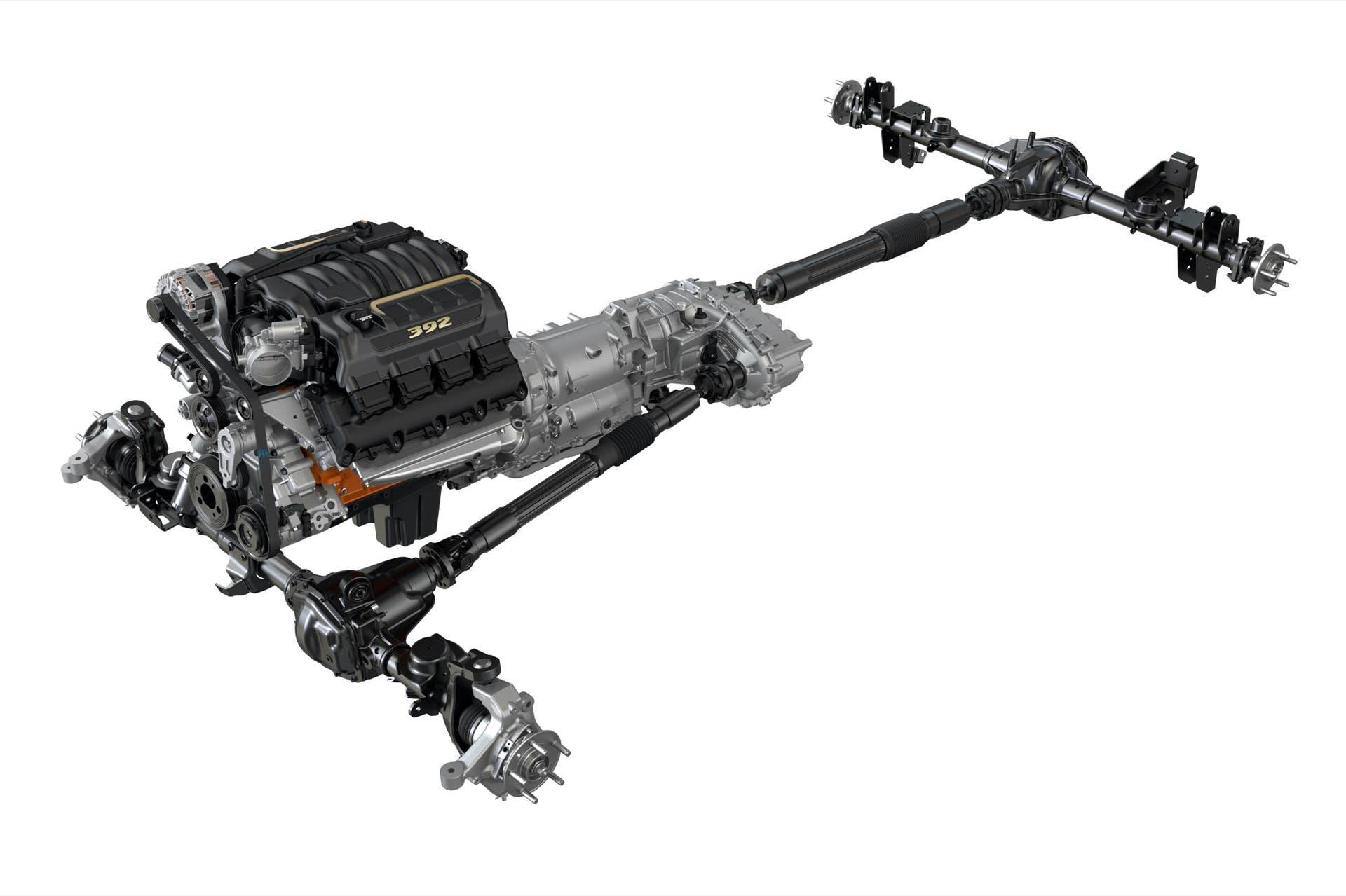 2021 Jeep Wrangler Rubicon 392 isolated driveline