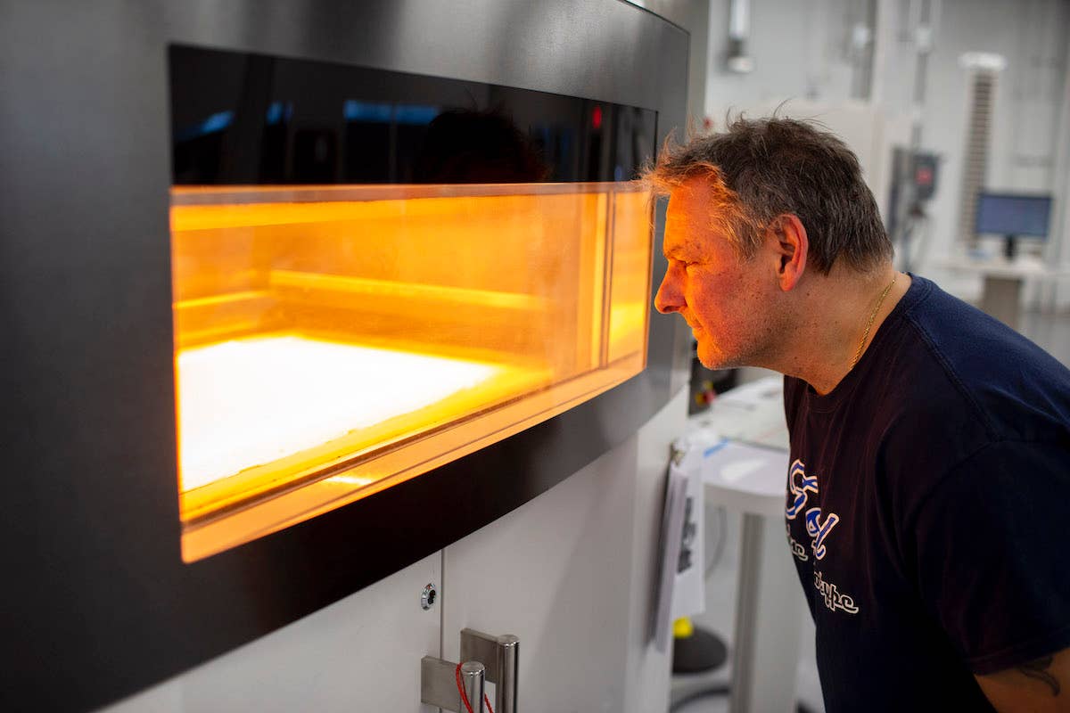 REDFORD, MI. Mar. 24, 2020 – Dave Jacek, additive manufacturing technician, oversees production of 3D-printed disposable respirator mask prototypes at Ford’s Advanced Manufacturing Center. Ford Motor Company, joining forces with firms including 3M and GE Healthcare, is lending its manufacturing and engineering expertise to quickly expand production of urgently needed medical equipment and supplies for healthcare workers, first responders and patients fighting coronavirus.