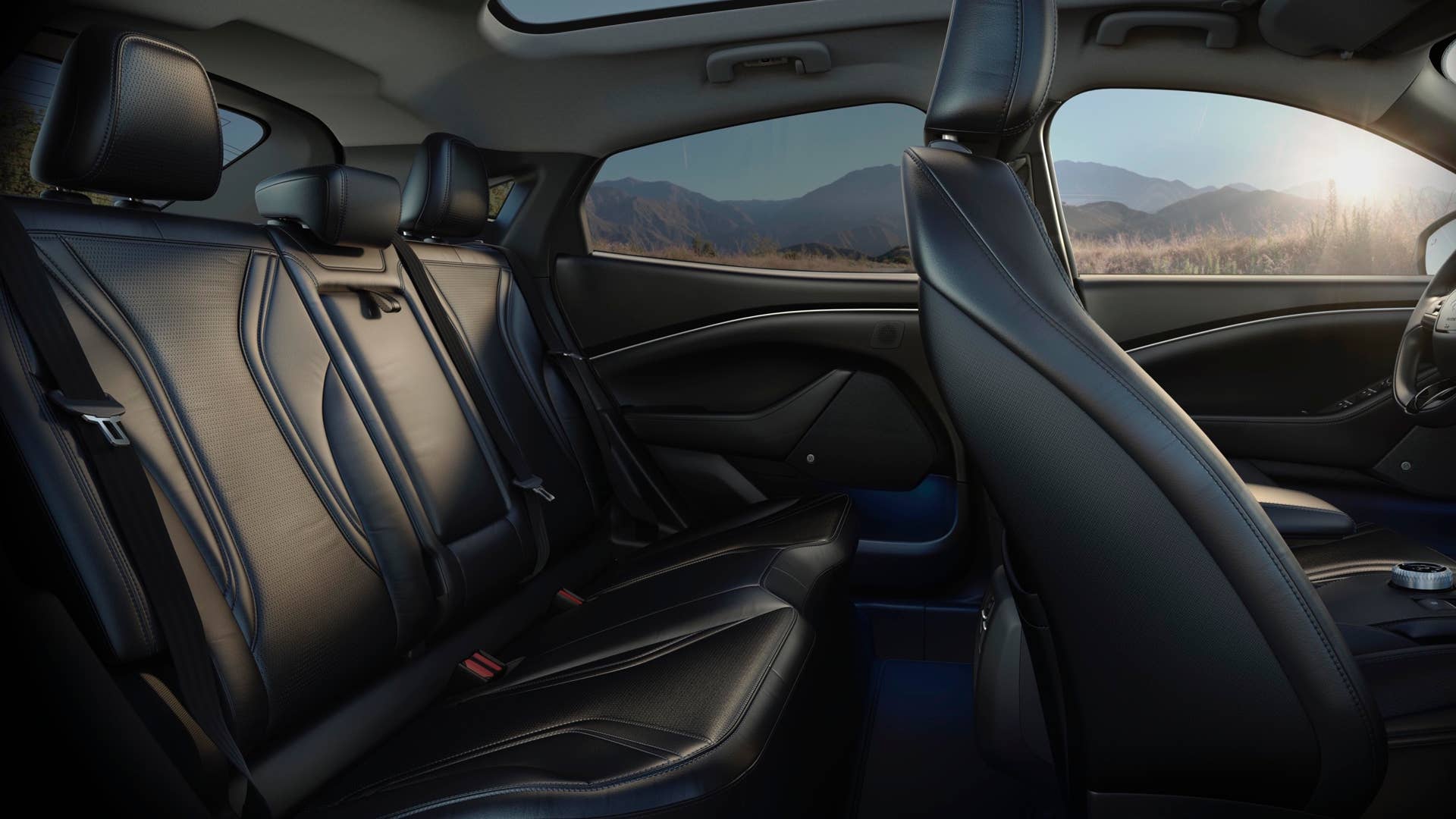 Using Ford’s new all-electric architecture that places batteries inside the underbody of the vehicle, Ford engineers and designers were able to create a vehicle that’s not only true to Mustang but also maximizes SUV space for five passengers and cargo.