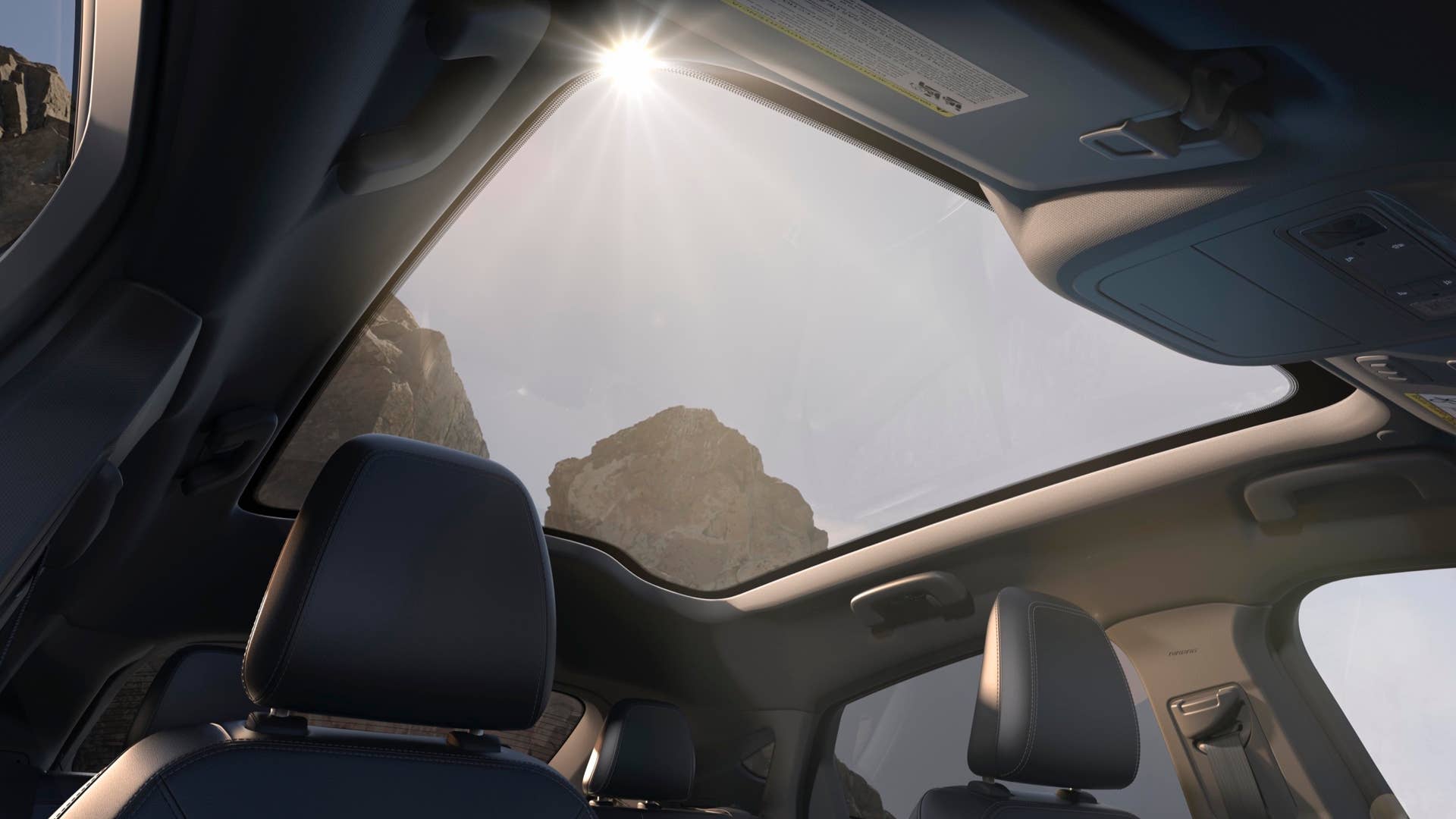 The Mustang Mach-E's available panoramic glass roof has a secret: a special coating on the glass with UV protection helps the interior stay cooler in the summer and warmer in the winter.