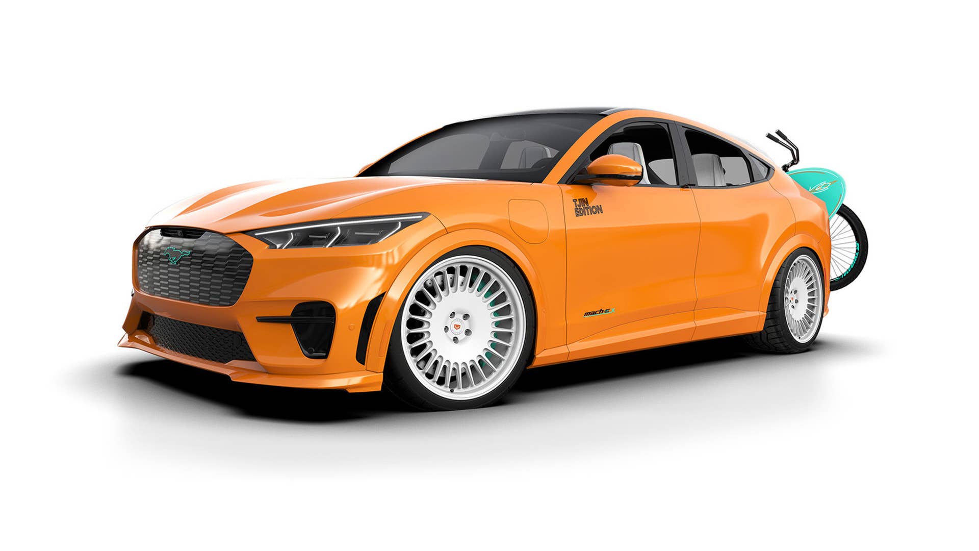 Computer-Generated Image Shown. This vehicle has been modified by an independent vehicle modifier, and display of the vehicle is not intended to, nor does it constitute an endorsement of, the vehicle modifier, vehicle modifications or use of the vehicle by Ford Motor Company. Modifications to this vehicle may not be street legal or certified under Federal Motor Vehicle Safety Standards (FMVSS) and regulations or emissions regulations of the U.S. EPA or California. Vehicles that are neither street legal nor certified under FMVSS and safety and emission regulations are neither intended nor certified for use on public roads.