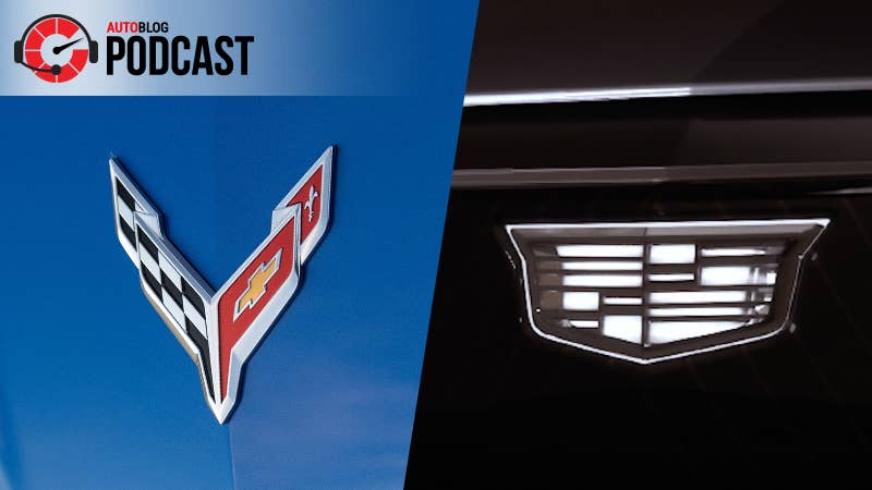 Chevrolet Corvette logo and  illuminated Cadillac crest