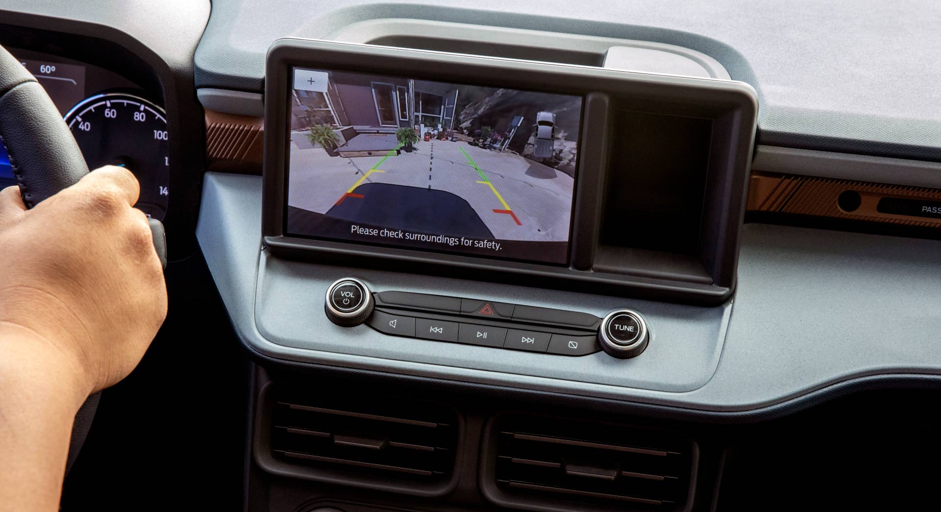 2022 Ford Maverick 2L-EcoBoost AWD Lariat interior. Preproduction vehicle with optional equipment shown. Available fall 2021.