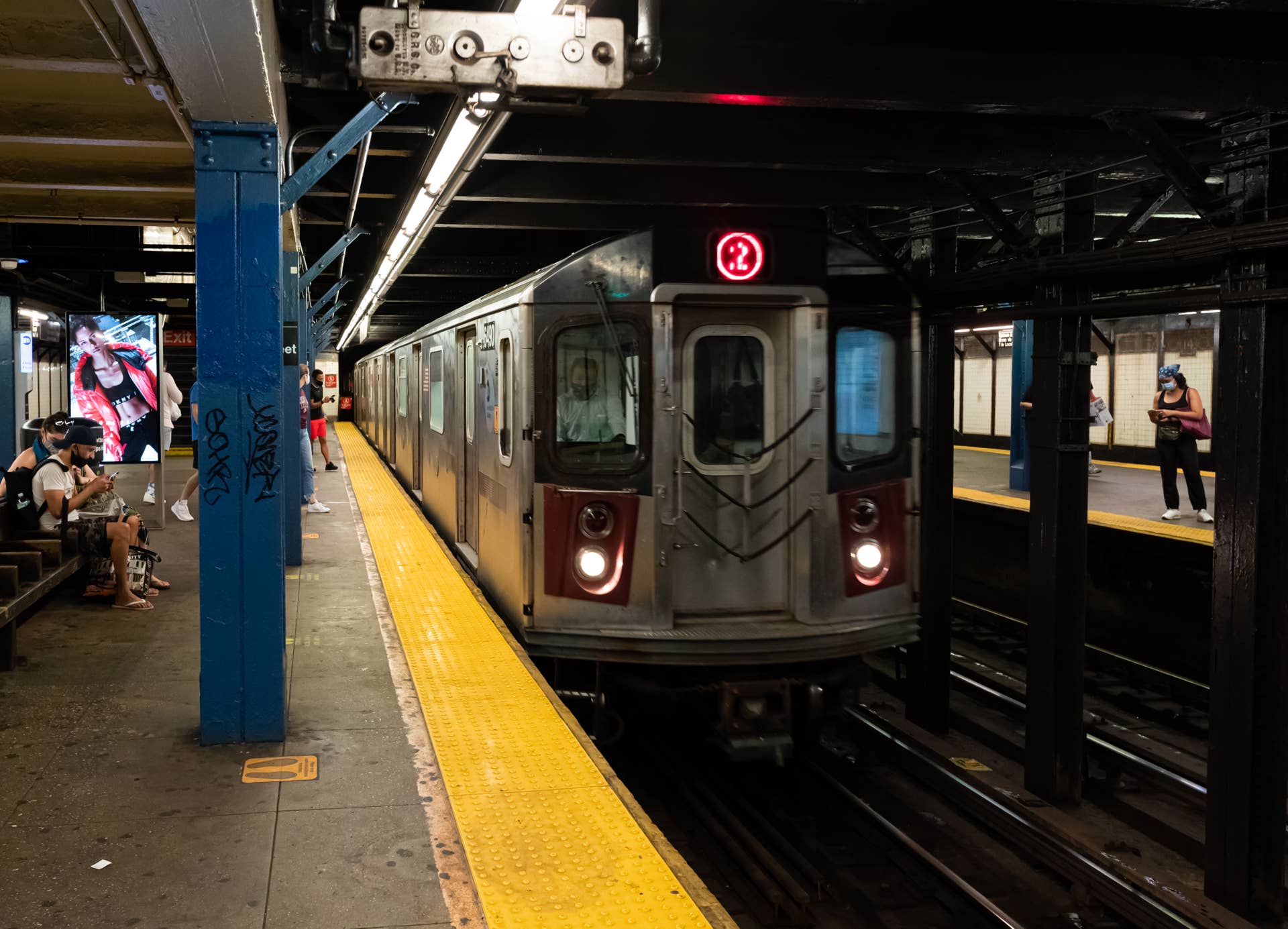 NEW YORK, NEW YORK - SEPTEMBER 27: A subway train enters the station as the city continues Phase 4 of re-opening following restrictions imposed to slow the spread of coronavirus on September 27, 2020 in New York City. The fourth phase allows outdoor arts and entertainment, sporting events without fans and media production. (Photo by Noam Galai/Getty Images)