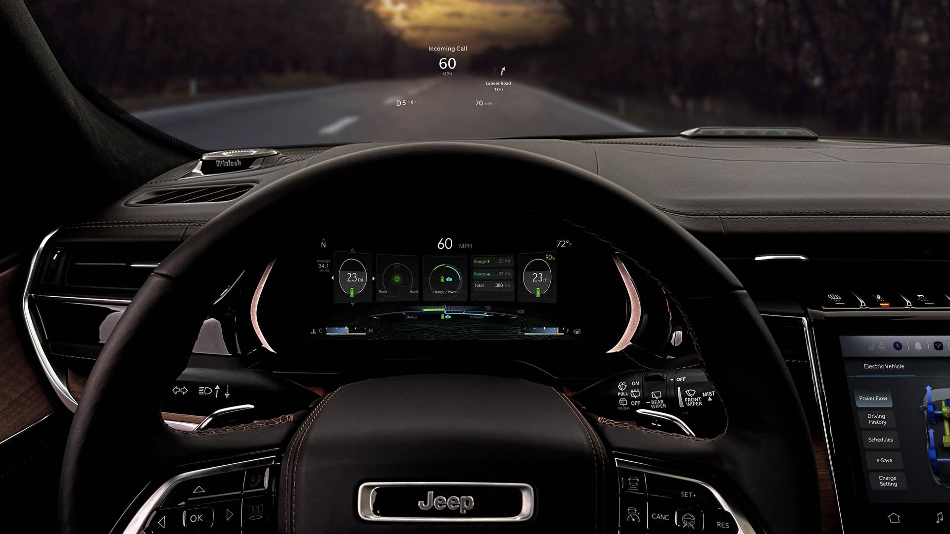 The all-new 2022 Jeep® Grand Cherokee 4xe Summit Reserve has a standard 10.25-inch frameless digital cluster with nearly two dozen different menus.