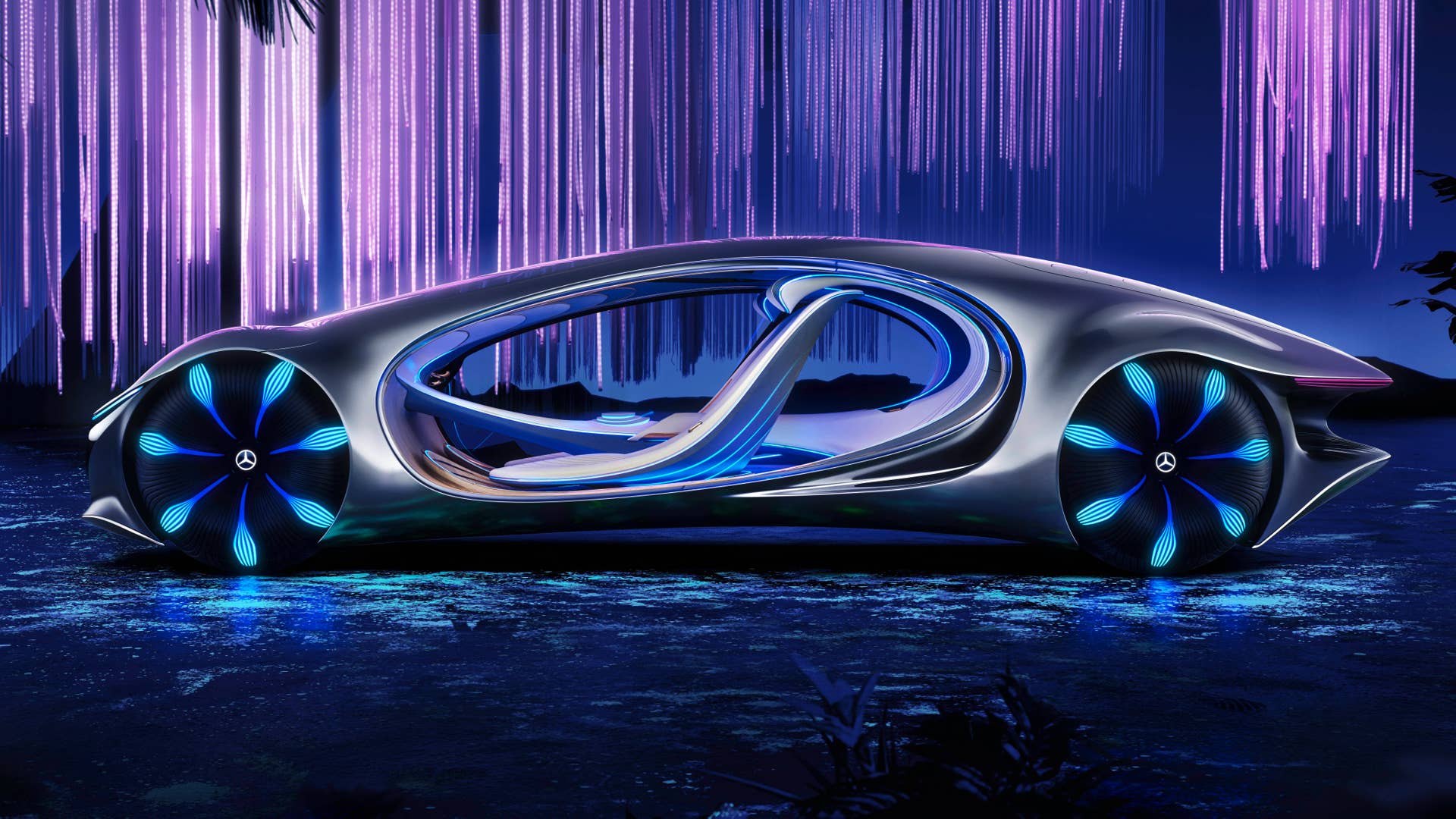 Mit dem gestreckten „One Bow“-Design und der organischen Designsprache bietet das VISION AVTR einen visionären Ausblick auf das Design der Zukunft. With its stretched "One Bow" design and organic design language, the VISION AVTR offers a visionary outlook on the design of the future.