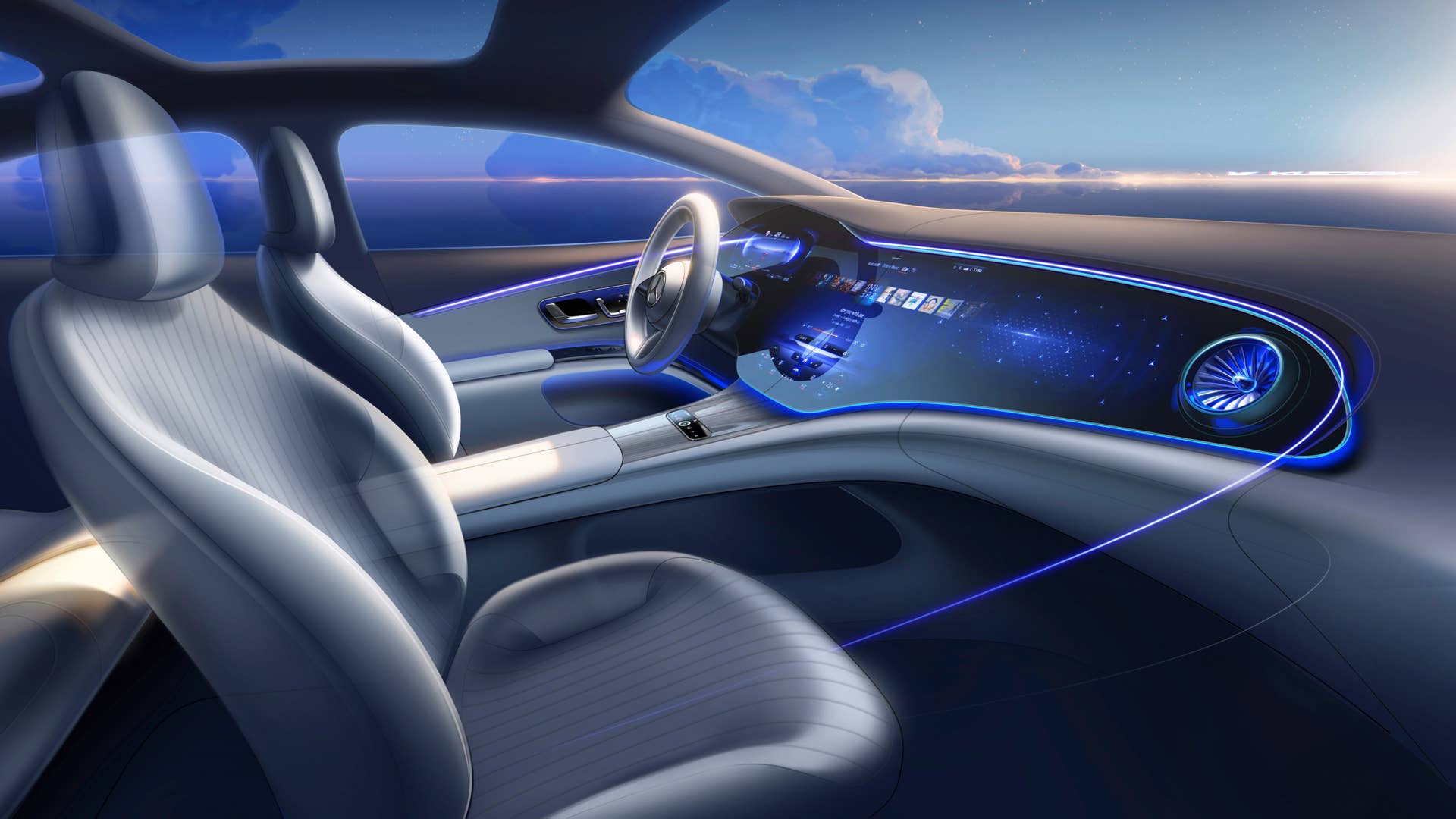 Mercedes-EQ, EQS, Interieur, Designskizze // Mercedes-EQ, EQS, Interior, design sketch
