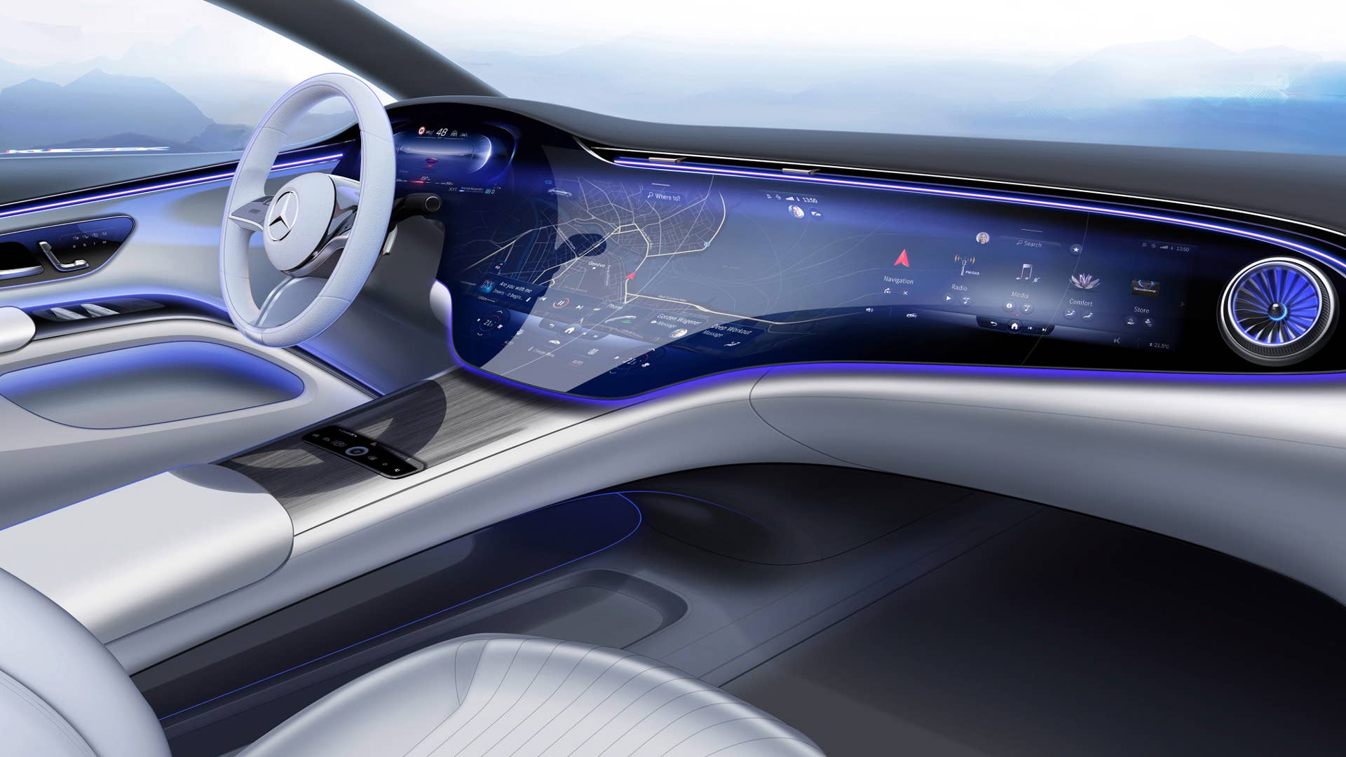 Mercedes-EQ, EQS, Interieur, Designskizze // Mercedes-EQ, EQS, Interior, design sketch