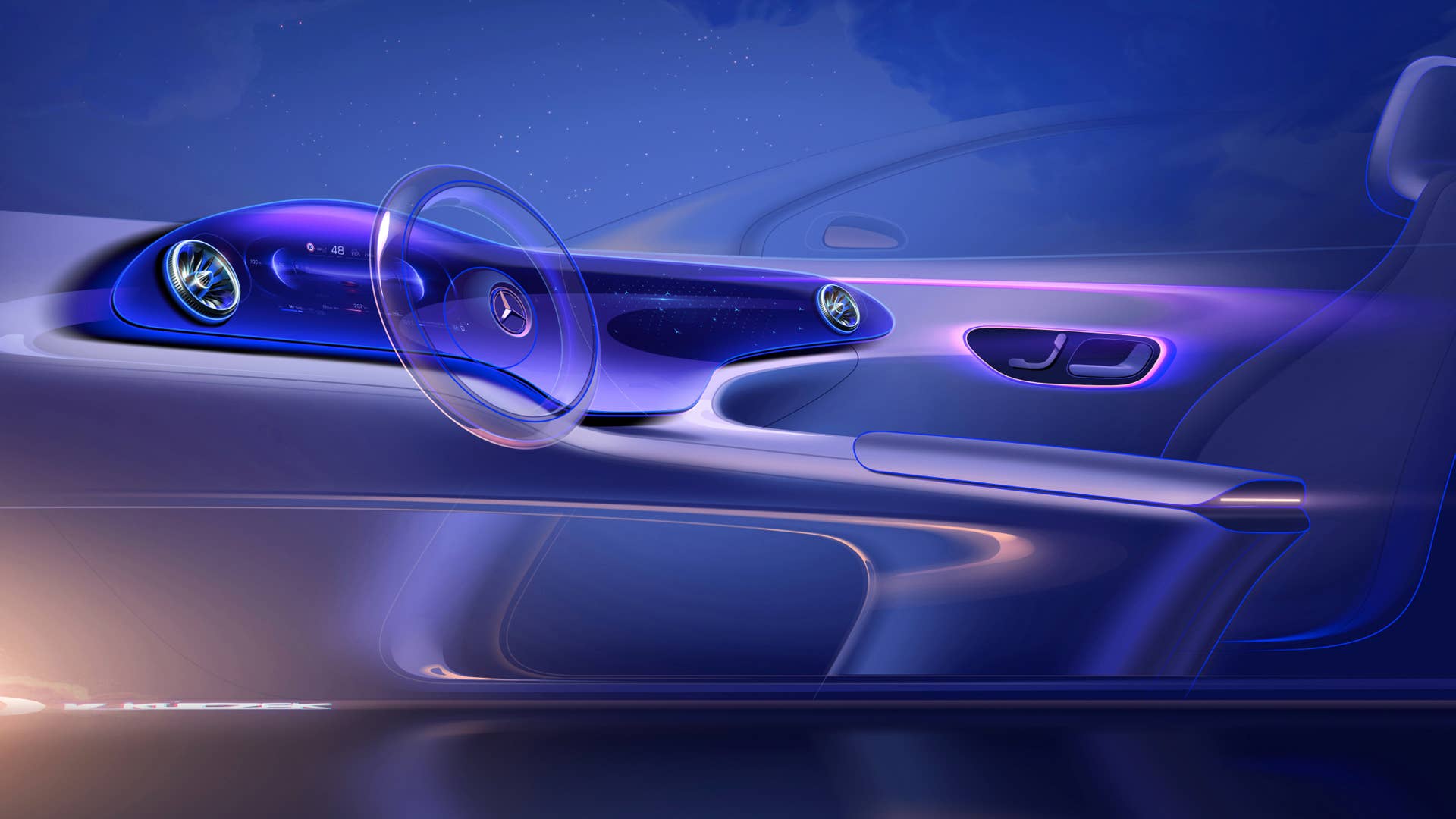 Mercedes-EQ, EQS, Interieur, Designskizze // Mercedes-EQ, EQS, Interior, design sketch