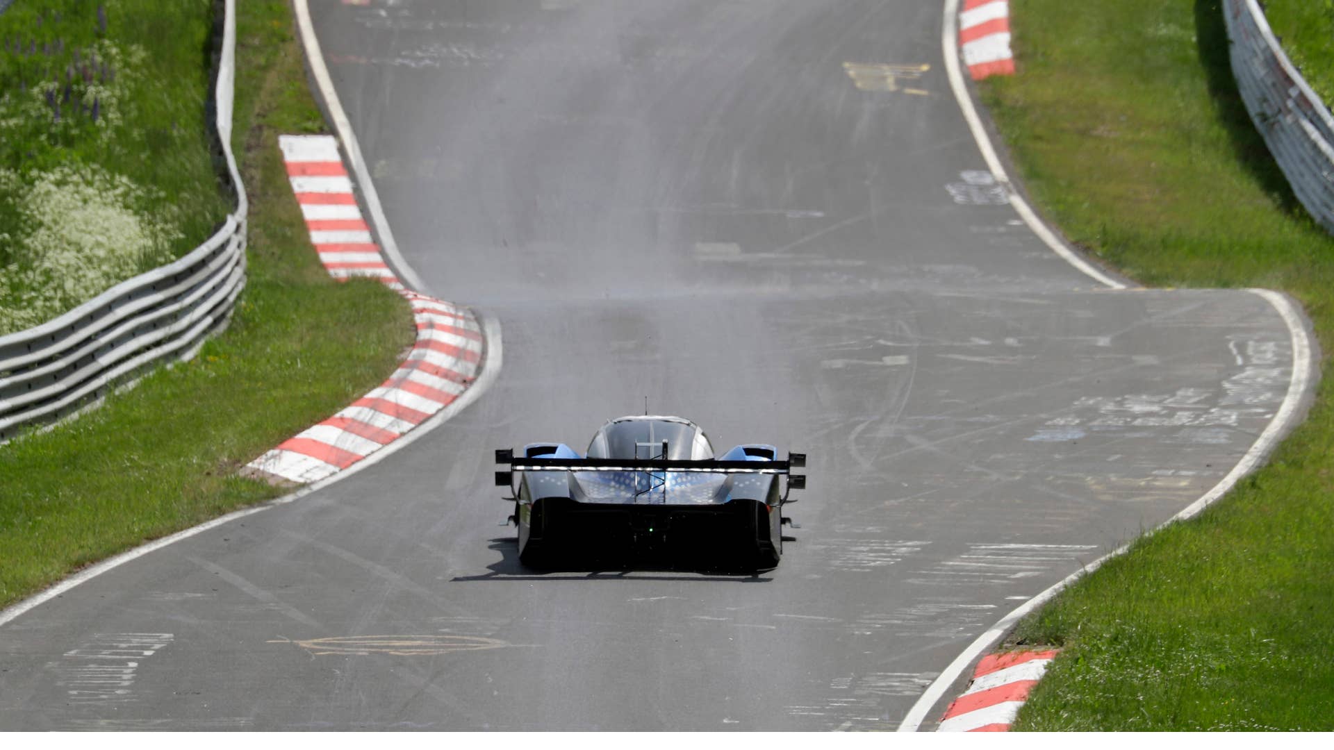 Romain Dumas (F) in the Volkswagen ID.R at the Nürburgring-Nordschleife chasing a new e-record