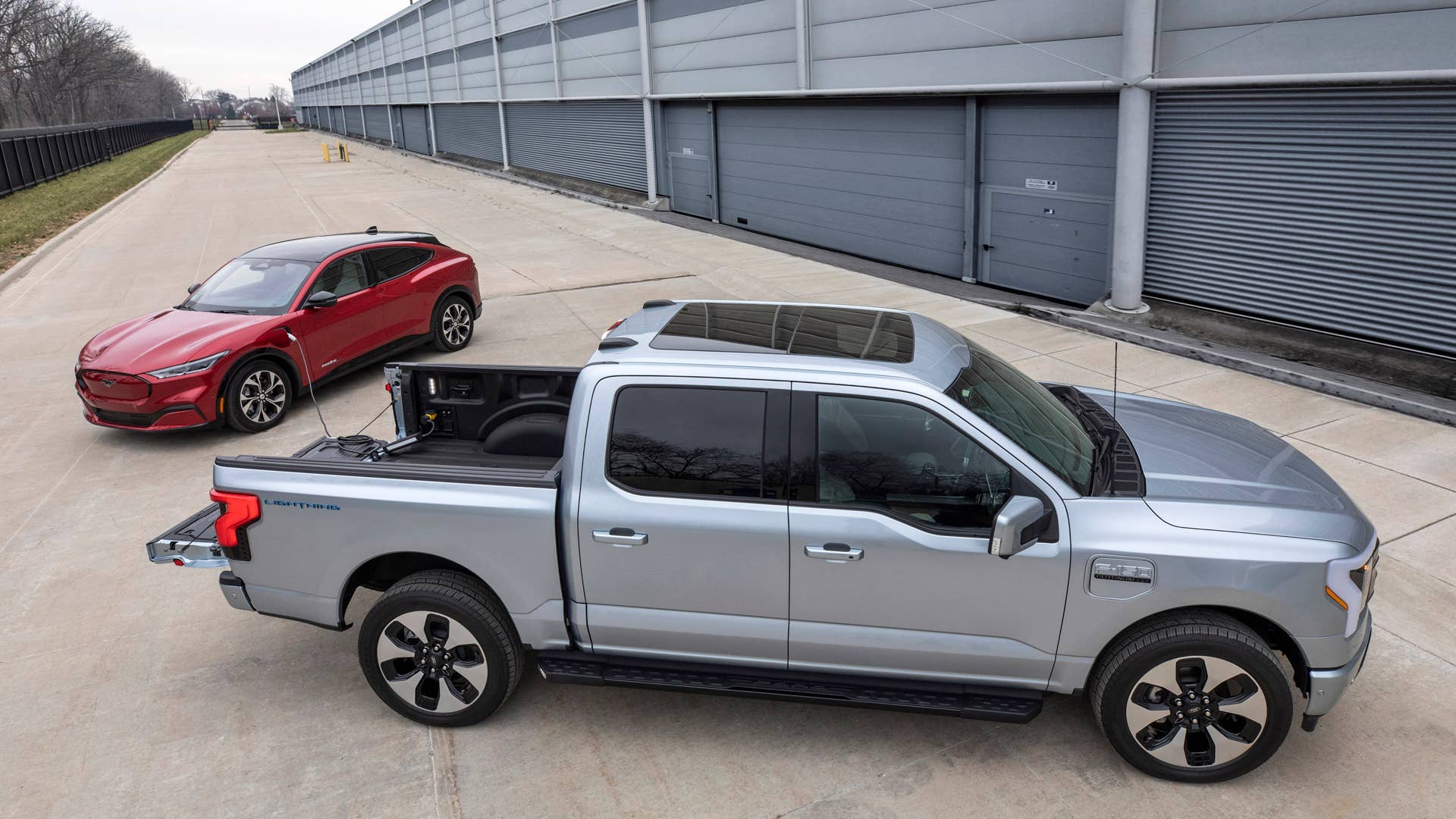 Aftermarket equipment shown. Preproduction Ford F-150 Lightning with optional equipment shown. Available starting spring 2022